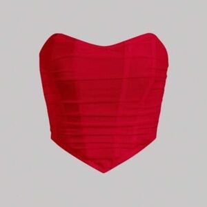 Red Ruched Corset Crop Top